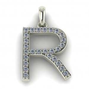 Diamond Initial Block Letter R 0.35Ctw