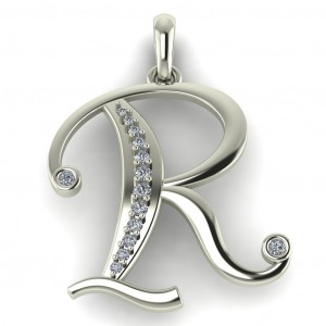  Diamond Initial Fancy Letter R 0.12Ctw