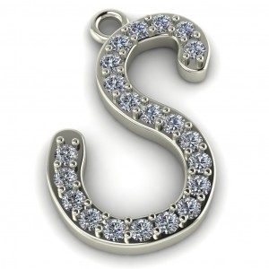 Diamond Initial Script Letter S 0.25Ctw