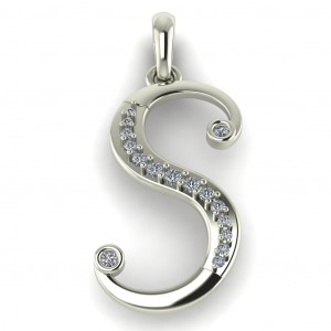  Diamond Initial Fancy Letter S 0.50Ctw