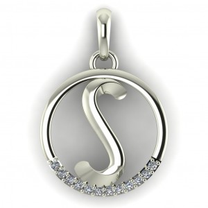 Diamond Initial Circle Letter S 0.075Ctw