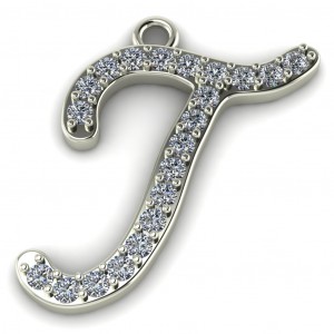 Diamond Initial Script Letter T 0.25Ctw