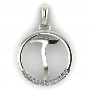 Diamond Initial Circle Letter T 0.075Ctw