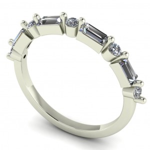 Diamond Baguette and Round Anniversary Ring 0.55Ctw