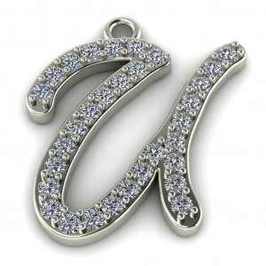 Diamond Initial Script Letter U 0.40Ctw