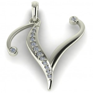  Diamond Initial Fancy Letter V 0.12Ctw