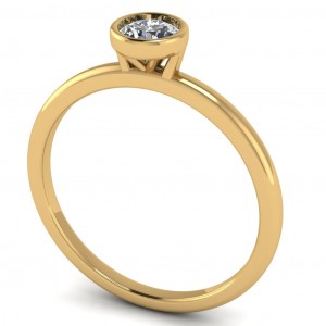 Round Bezel Solitaire Engagement Ring 0.30Ctw