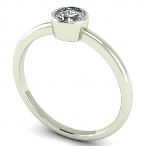 Round Bezel Solitaire Engagement Ring 0.30Ctw