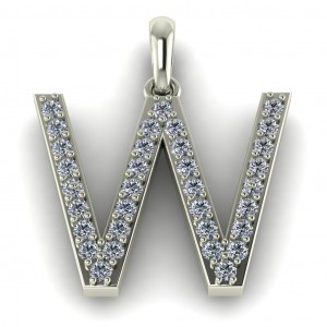 Diamond Initial Block Letter W 0.40Ctw