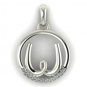 Diamond Initial Circle Letter W 0.075Ctw