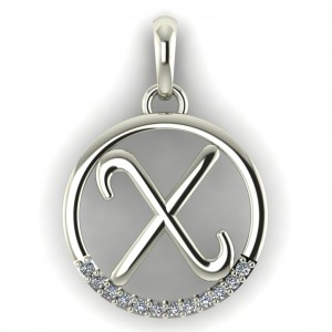  Diamond Initial Circle Letter X 0.075Ctw