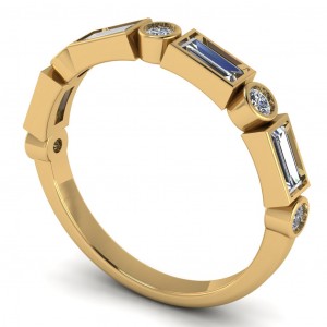 Diamond Baguette and Round Anniversary Ring 0.65Ctw