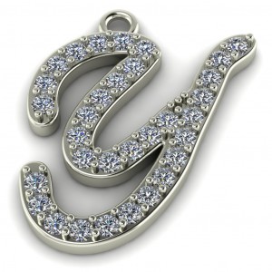 Diamond Initial Script Letter Y 0.40Ctw