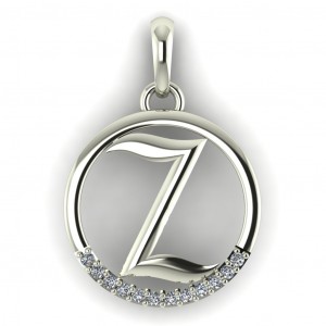 Diamond Initial Circle Letter Z 0.075Ctw