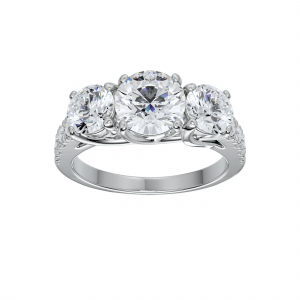Three Stone Round Cut Engagement Ring 2.20Ctw