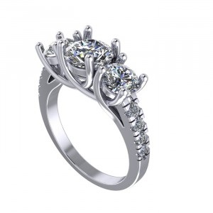 Three Stone Round Cut Engagement Ring 2.20Ctw