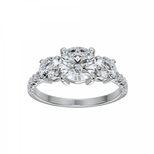 Three Stone Round Cut Engagement Ring 1.85Ctw