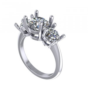 Three Stone Round Cut Engagement Ring 2.60Ctw