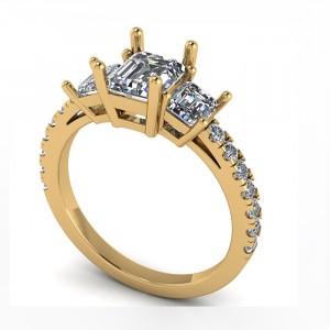 Three Stone Emerald Engagement Ring 1.45Ctw