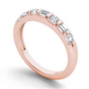 Diamond Baguette and Round Anniversary Ring 0.50Ctw