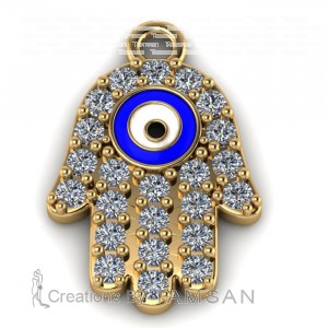 Enamel Hamsa Pendant