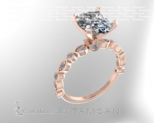 Oval Side Stone Engagement Ring 2.25Ctw