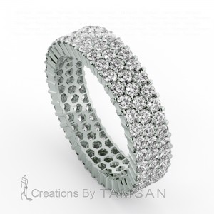 Diamond Round Cut 3 Row Eternity Ring 1.90Ctw