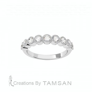 Diamond Round Cut Anniversary Ring with Milgrain  0.40Ctw
