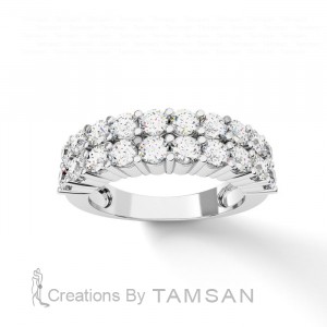 Diamond Round Cut 2 Row Anniversary Ring 1.50Ctw