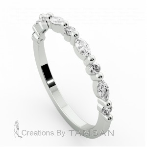 Diamond Marquise and Round Anniversary Ring 0.30Ctw