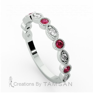 Diamond Round Cut Anniversary Ring with Milgrain 0.35Ctw