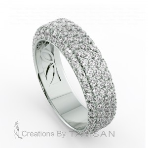 Diamond Round Cut 5 Row 3 Quarter Anniversary Ring 1.85Ctw