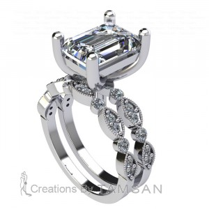 Emerald Diamond Bridal Set 2.95Ctw