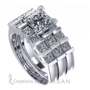 Princess Diamond Bridal Set 2.90Ctw