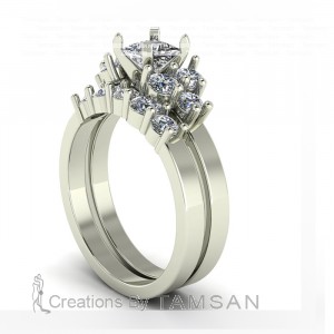 Princess Triple Stone Diamond Bridal Set 1.90Ctw