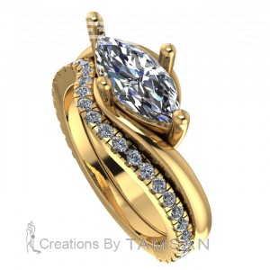 Marquise Bypass Diamond Bridal Set 2.05Ctw