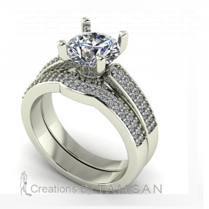 Round Cut 2 Row Shared Prong Diamond Bridal Set 1.95Ctw