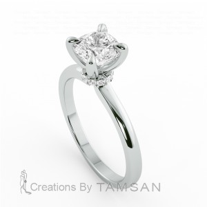 Cushion Hidden Halo Engagement Ring 1.05Ctw