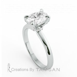 Oval Hidden Halo Engagement Ring with Prong Stone 1.20Ctw