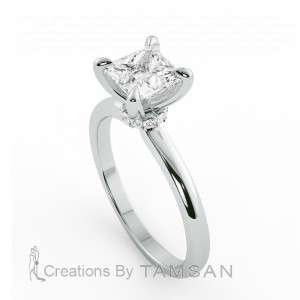 Princess Hidden Halo Engagement Ring 1.10Ctw