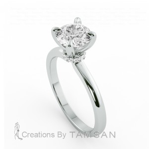 Round Cut Hidden Halo Engagement Ring 1.10Ctw