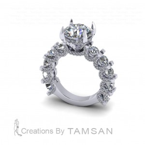 Side Stone Engagement Ring 6Ctw