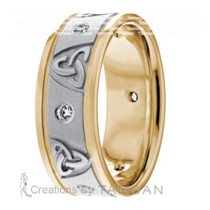 Celtic Diamond Trinity Knot Wedding Bands 8.00mm