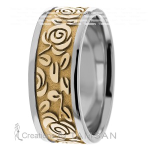 8.50mm Wide Floral Design Wedding Ring