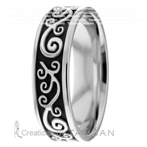 7mm Flowers Wedding Ring