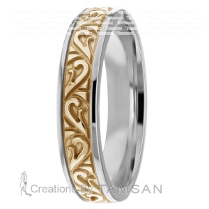 Floral Design 5mm wide Wedding Ring