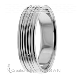 6mm Wide Diamond Cut Wedding Ring