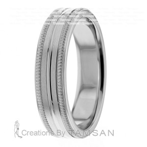 6mm Wide Diamond Cut Wedding Ring