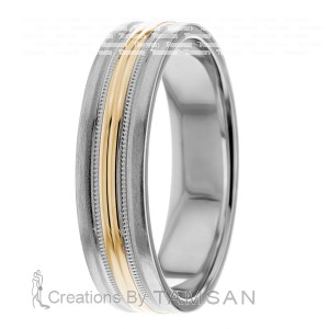 6mm Wide Diamond Cut Wedding Ring