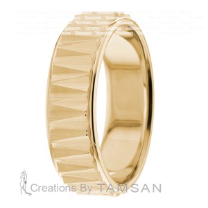 7mm Geometric Design Wedding Ring